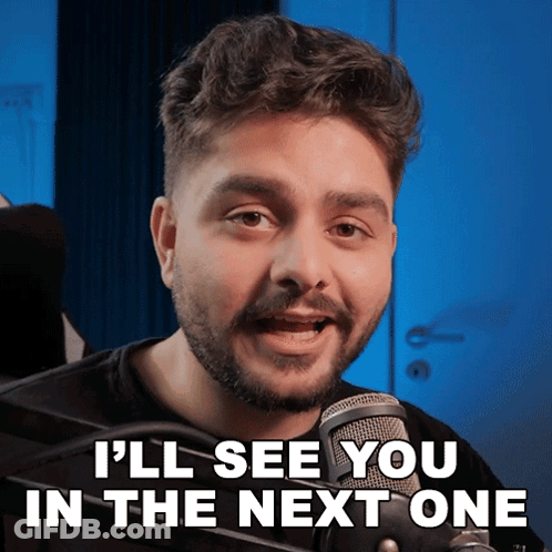 A Man In Front Of A Microphone With The Words I 'Ll See You In The Next One GIF