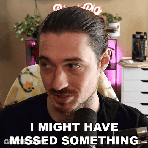 Man In Front Of Microphone With Missed Something Text GIF