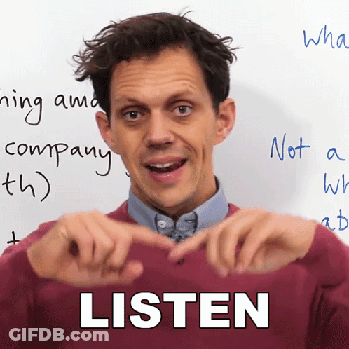 Man In Front Of White Board Says Listen GIF