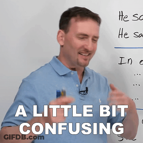 A Man In Front Of A White Board With The Words " A Little Bit Confusing " On It GIF