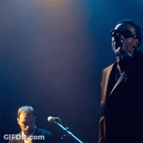 A Man In Sunglasses Singing Into A Microphone GIF