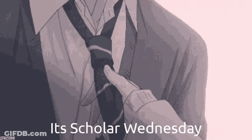 A Man Is Adjusting His Tie With The Words `` Its Scholar Wednesday '' Below Him . GIF