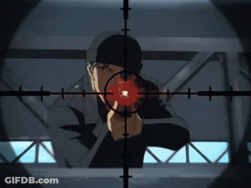 A Man Is Being Targeted By A Sniper With A Crosshair GIF