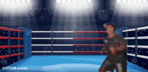 A Man Is Boxing In A Boxing Ring In A Pixel Art Style . GIF