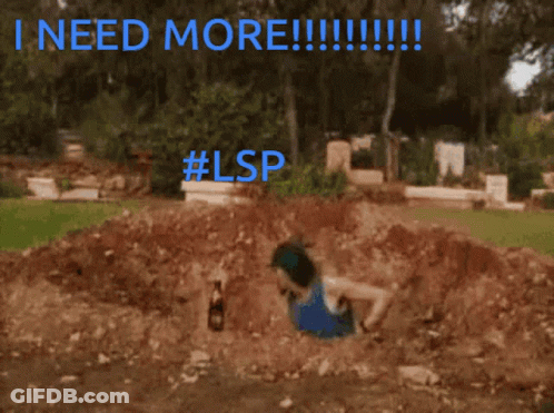 A Man Is Buried In A Pile Of Dirt With The Words I Need More GIF