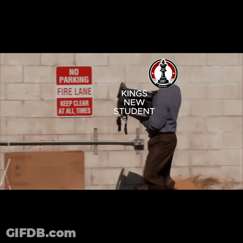 A Man Is Carrying A Bag In Front Of A No Parking Sign GIF