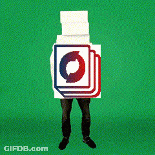A Man Is Carrying A Stack Of Books With The Words Bought Onoks Written Below Him GIF