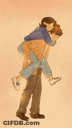 A Man Is Carrying Another Man On His Back GIF