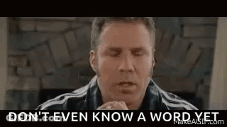 A Man Is Coughing And Saying `` Don T Even Know A Word Yet '' . GIF