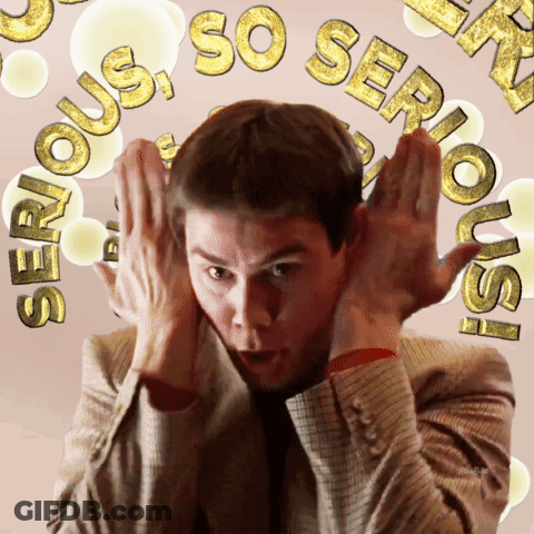 A Man Is Covering His Ears With His Hands And The Words Serious So Serious Are Surrounding Him GIF