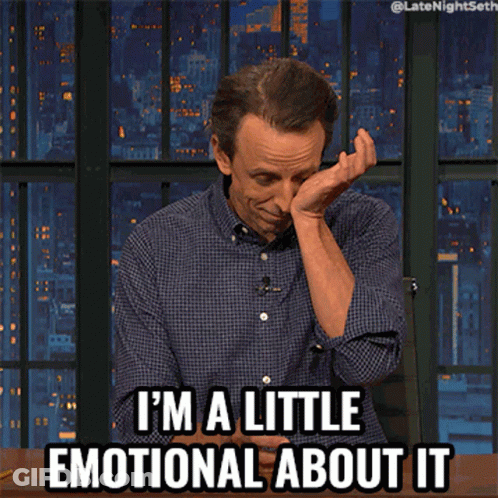 A Man Is Covering His Face With His Hand And Says I 'M A Little Emotional About It GIF