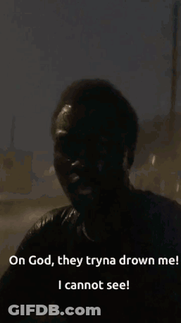 A Man Is Crying And Saying `` On God , They Tryna Drown Me I Cannot See '' . GIF
