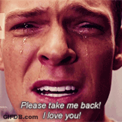 A Man Is Crying And Says Please Take Me Back GIF