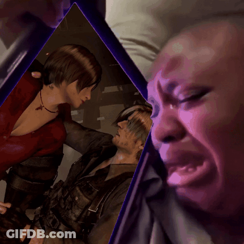 Man Crying Next To Woman In Video Game Scene GIF