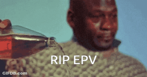 A Man Is Crying While Holding A Bottle Of Coke And The Words Rip Epv Are On The Bottom GIF