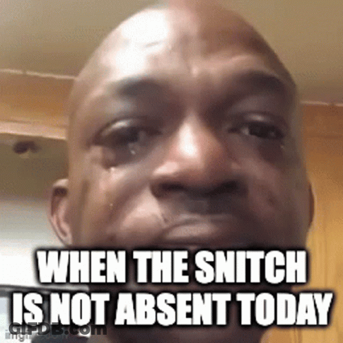 A Man Is Crying With A Caption That Reads `` When The Snitch Is Not Absent Today '' . GIF