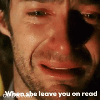 A Man Is Crying With Tears Running Down His Face And The Words `` When She Leave You On Read '' . GIF