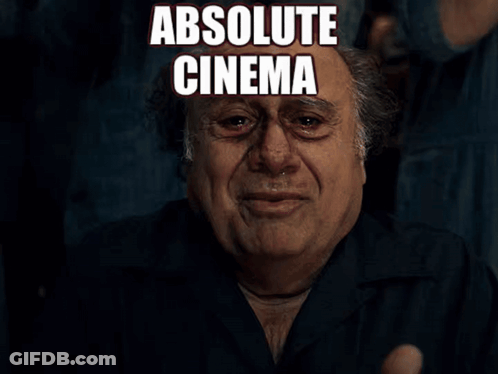 Crying Man With Absolute Cinema Text GIF