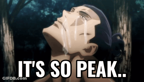 A Man Is Crying With The Words It 'S So Peak Written Below Him GIF
