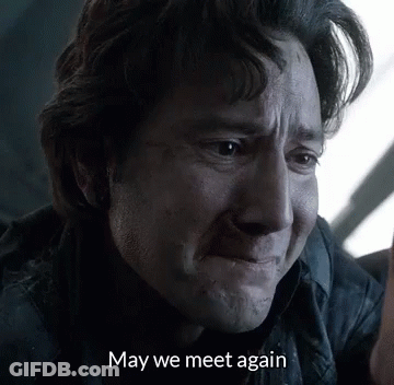 A Man Is Crying With The Words `` May We Meet Again '' Written Above Him . GIF