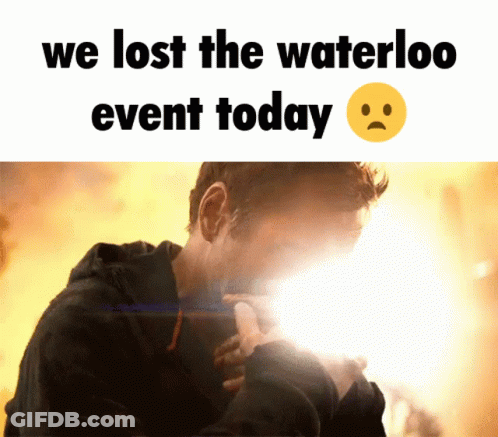 A Man Is Crying With The Words We Lost The Waterloo Event Today Underneath Him GIF