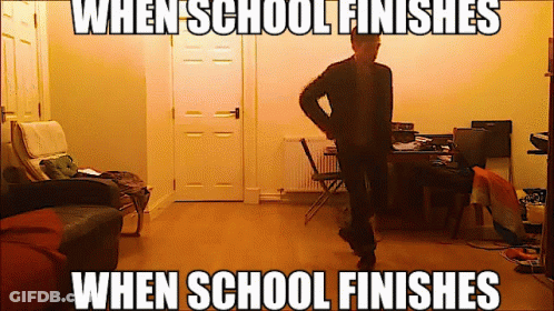 Man Dancing In Living Room When School Finishes GIF