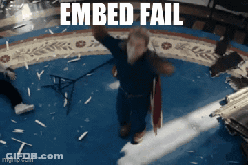 A Man Is Dancing In A Room With The Words " Embed Fail " On The Bottom GIF