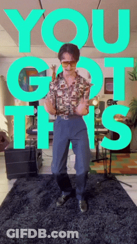 A Man Is Dancing In Front Of A Green Sign That Says You Got This GIF