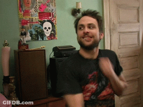 A Man Is Dancing In Front Of A Skull Poster GIF