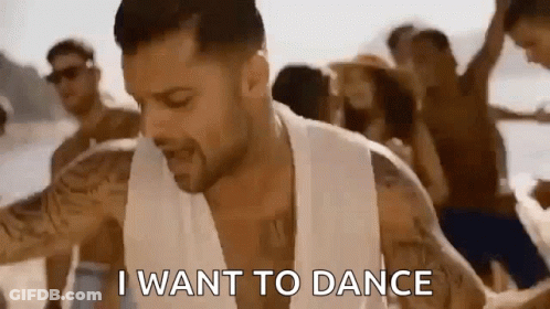 A Man Is Dancing On The Beach And Saying `` I Want To Dance '' GIF