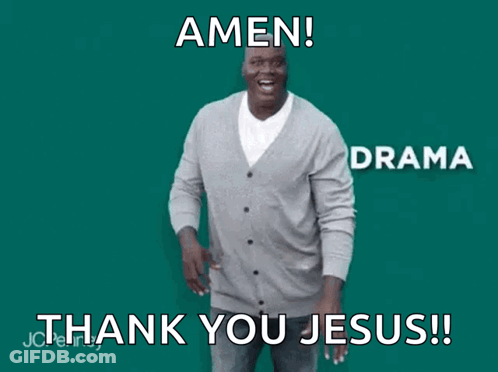 A Man Is Dancing With The Words Amen And Thank You Jesus On The Bottom GIF