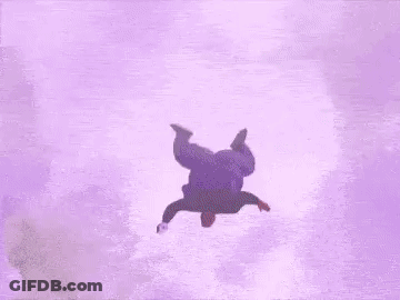 A Man Is Doing A Handstand In The Air In Front Of A Purple Sky . GIF