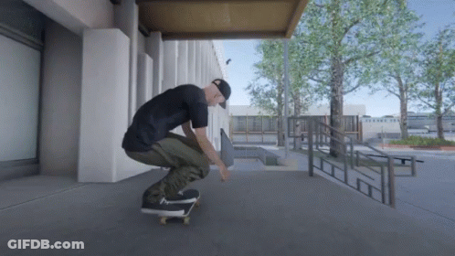 A Man Is Doing A Trick On His Skateboard GIF