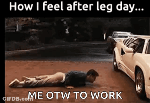 A Man Is Doing Push Ups On The Ground Next To A White Car . GIF
