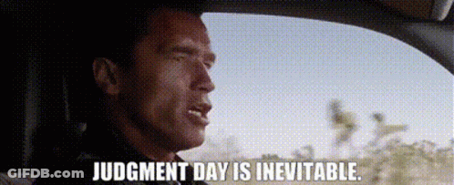A Man Is Driving A Car And Saying `` Judgment Day Is Inevitable . '' GIF