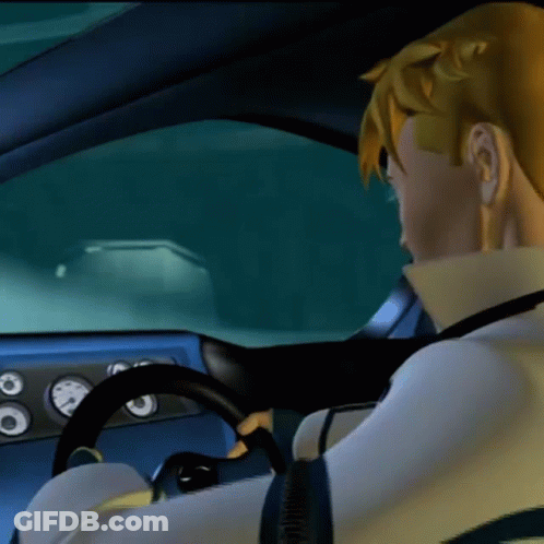 A Man Is Driving A Car With A Blue Dashboard GIF
