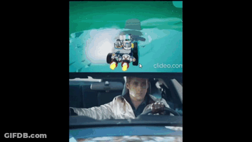 A Man Is Driving A Car With A Scuba Diver In The Rear View Mirror .. GIF