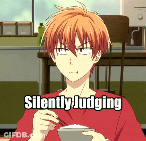 A Man Is Eating Rice With Chopsticks And The Caption Silently Judging Is Above Him GIF