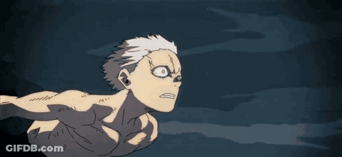 A Man Is Flying Through The Air In A Cartoon . GIF