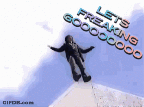 A Man Is Flying Through The Air With The Words Let 'S Freaking Go Written On The Bottom GIF