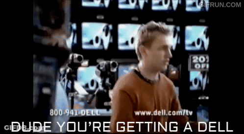A Man Is Getting A Dell Computer From Dell.com GIF