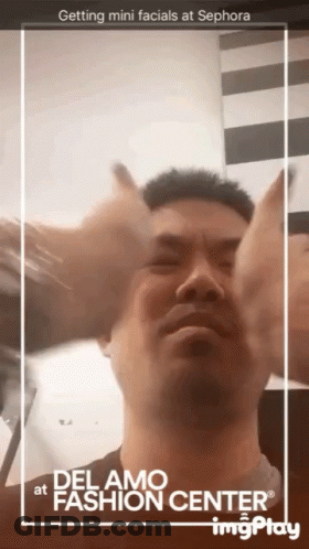 A Man Is Getting Mini Facials At Sephora In Del Amo Fashion Center GIF