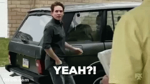 A Man Is Getting Out Of A Range Rover And Says Yeah ? GIF