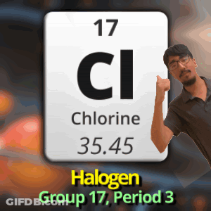 A Man Is Giving A Thumbs Up In Front Of A Sign For Chlorine GIF