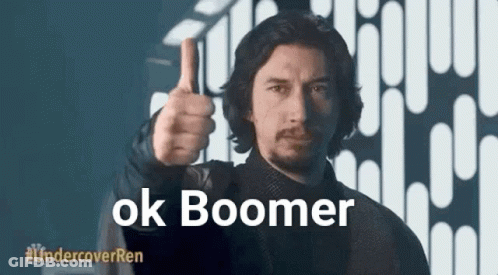 A Man Is Giving A Thumbs Up Sign With The Words Ok Boomer . GIF