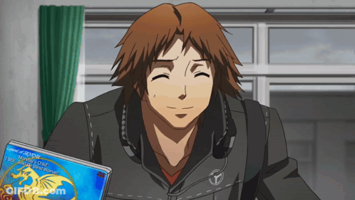 A Man Is Holding A Book That Says ' A Wonderful Moment ' On It GIF