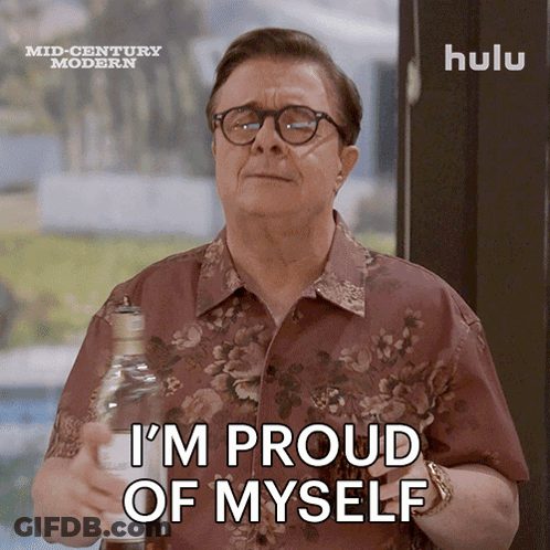 A Man Is Holding A Bottle Of Whiskey And Saying I 'M Proud Of Myself GIF