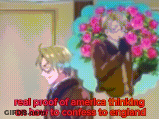 A Man Is Holding A Bouquet Of Pink Roses And Thinking About How To Confess To England GIF