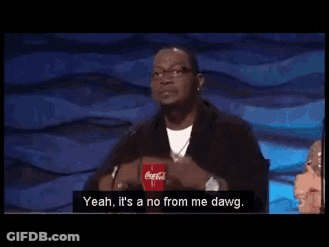 A Man Is Holding A Coca Cola Cup And Saying Yeah It 'S A No From Me Dawg . GIF