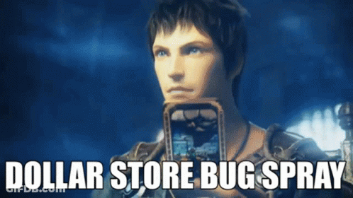 A Man Is Holding A Device In His Mouth With The Words Dollar Store Bug Spray Written Below Him GIF